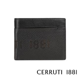 【Cerruti 1881】義大利原裝進口 頂級小牛皮12卡短夾皮夾 CEPU05545M(黑色 送禮盒提袋)