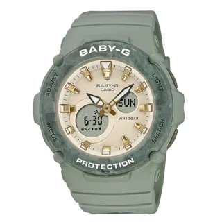 【CASIO 卡西歐】電子錶CASIO BABY-G 雙顯女錶 樹脂錶帶 防水100米 森林綠 BGA-275(BGA-275M-3A)