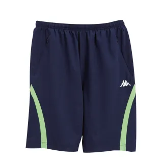 【KAPPA】義大利 型男KOOL DRY平織慢跑短褲 四面彈(新丈青蘋果綠 B772-7333-3)