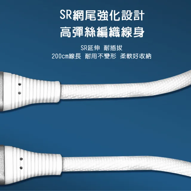 【Soodatek】45W雙孔快充 蘋果PD/USB-C充電線套裝 200cm(iPhone/iPad/可充手機平板電腦)