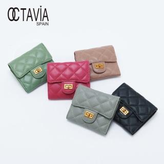 【OCTAVIA 8】小香香十字扣 菱格三折牛皮短夾(五色可選)