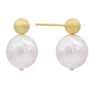 【RJ New York】魅力珍珠設計款簡約大小珠耳環(金色)
