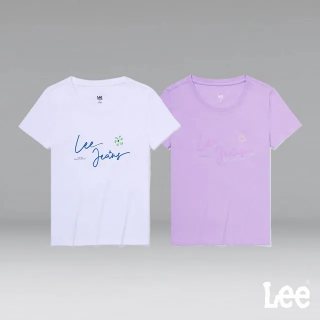 【Lee 官方旗艦】女裝 短袖T恤 / 草寫LOGO 共2色 標準版型(LL220232427 / LL220232K14)