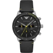 【EMPORIO ARMANI】ARMANI 優質風範三眼計時個性腕錶-黑黃-AR11325