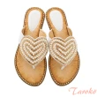 【Taroko】愛心珍珠甜美夾腳平底拖鞋(7色可選)
