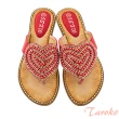 【Taroko】愛心珍珠甜美夾腳平底拖鞋(7色可選)