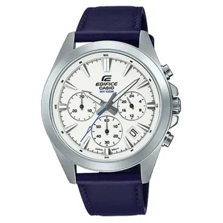 【CASIO 卡西歐】EDIFICE 三眼計時 男錶 皮革錶帶 防水100米 EFV-630L(EFV-630L-7A)