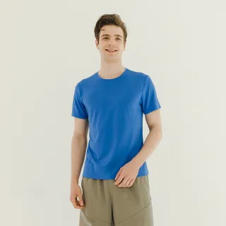 【Hang Ten】男裝-恆溫多功能-REGULAR FIT吸濕排汗機能運動短袖T恤(藍)