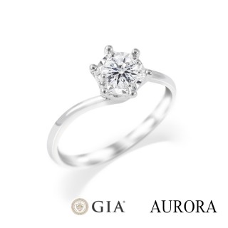 【AURORA 歐羅拉】GIA 50分F color八心八箭 天然真鑽 18K金鑽戒 簡愛