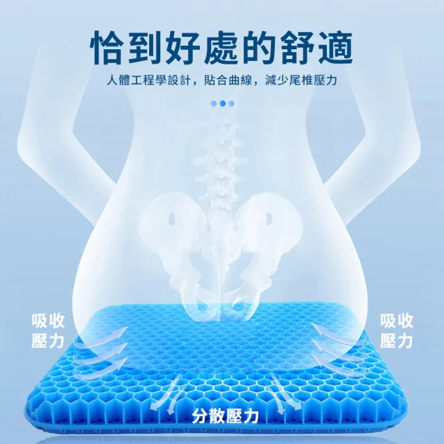 【YUNMI】贈防塵套 冷凝膠減壓坐墊 雙層蜂巢美臀坐墊 家用/辦公(車用坐墊 涼感椅墊 減壓坐墊 汽車坐墊)