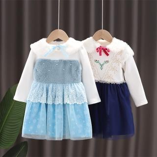 【Kori Deer 可莉鹿】冰雪女王安娜保暖毛領長袖洋裝 女童公主萬聖節禮服(角色扮演禮服造型攝影)