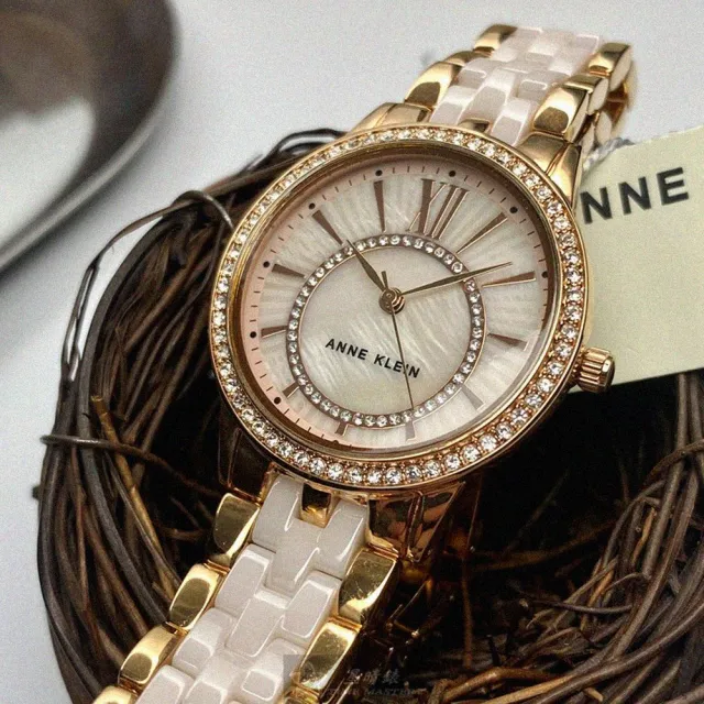 【ANNE KLEIN】ANNE KLEIN安妮克萊恩女錶型號AN00611(粉色貝母錶面玫瑰金錶殼玫瑰金粉紅不鏽鋼陶瓷錶帶款)