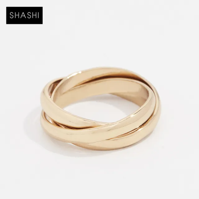【SHASHI】紐約品牌 Vera 薇拉金色三環戒 優雅百搭金色戒指(三環戒)
