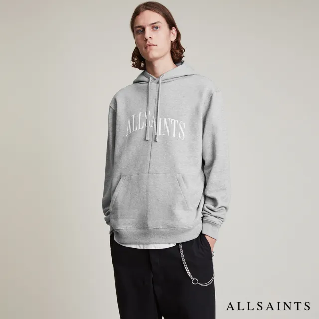 【ALLSAINTS】DROPOUT 純棉LOGO連帽衛衣-灰(常規版型)