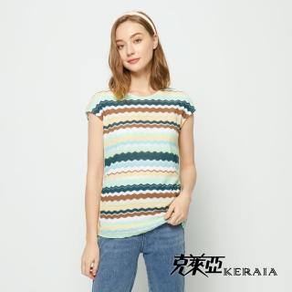 【KERAIA 克萊亞】幾何雲彩涼爽針織上衣
