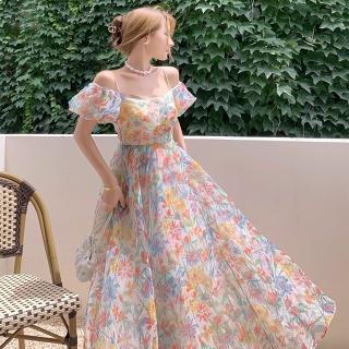 【派對樂木婚禮La Morongo Dress】初戀泡泡碎花洋裝(洋裝/禮服/晚禮服/婚禮/派對洋裝)