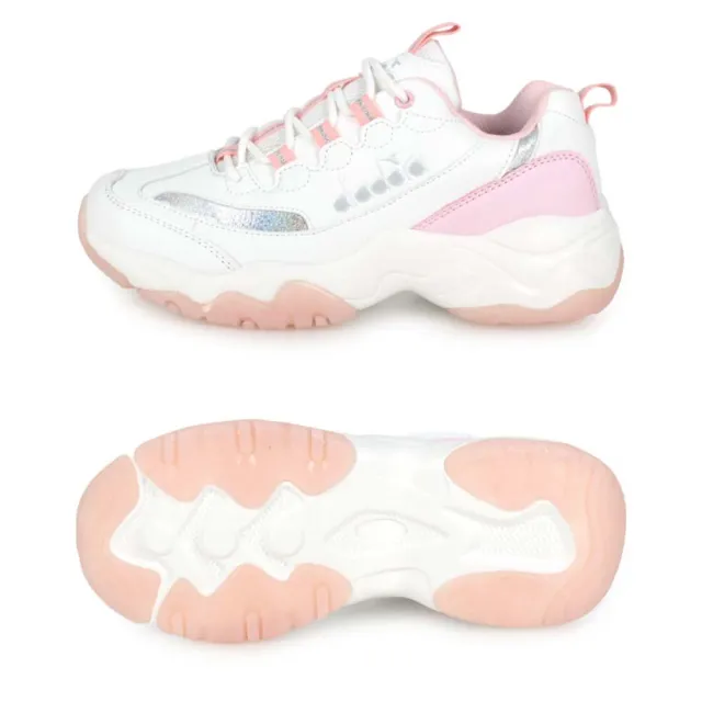 【DIADORA】女生活時尚運動鞋-寬楦-復古 老爹鞋 白粉紅銀(DA31683)