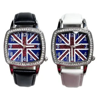 【ENANSHOP 惡南宅急店】真皮 英國旗真牛皮手錶 多色任選 男錶 女錶 情侶對錶 韓國流行手錶-0658F