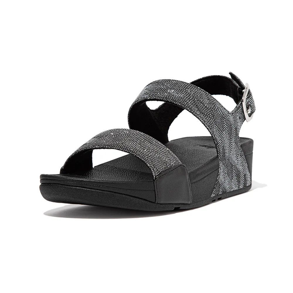 【FitFlop】LULU GLITZ BACK-STRAP SANDALS金屬亮粉造型後帶涼鞋-女(靚黑色)