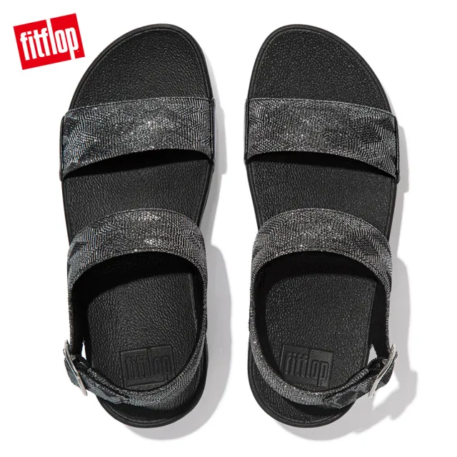 【FitFlop】LULU GLITZ BACK-STRAP SANDALS金屬亮粉造型後帶涼鞋-女(靚黑色)