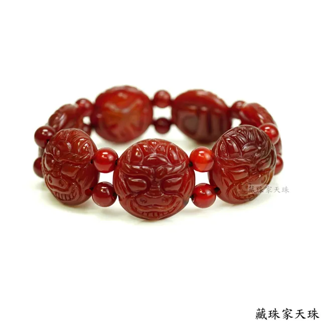 【藏珠家】紅玉髓紅財神天珠手鍊