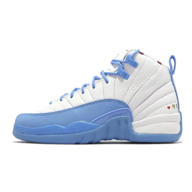NIKE 耐吉】休閒鞋Air Jordan 12 Retro GS 大童女鞋白藍Emoji 喬丹12代 