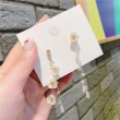 【BBHONEY】韓國設計 水鑽不對稱花朵垂掛耳環(網美必備款)
