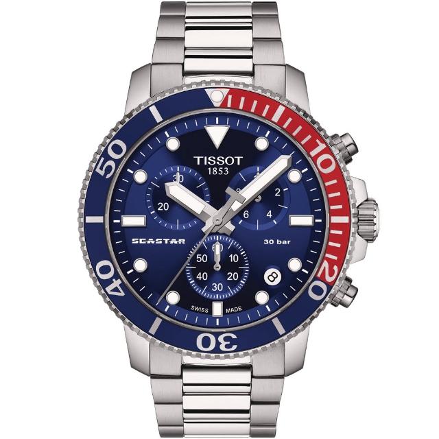 【TISSOT 天梭】官方授權 Seastar 1000 海洋之星300米潛水計時手錶 女王節 春夏推薦(T1204171104103)