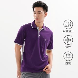 【遊遍天下】MIT台灣製男款抗UV防曬涼感吸濕排汗機能POLO衫 紫(XL-3L)