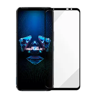 【Metal-Slim】ASUS ROG Phone 5 ZS673KS 黑框磨砂霧面滿版9H鋼化玻璃保護貼