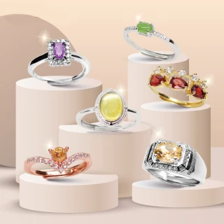 【Naluxe】時尚輕珠寶l寶石設計款活動圍戒指(紫水晶、鈦晶、橄欖石、石榴石、和闐玉、琥珀蜜蠟)