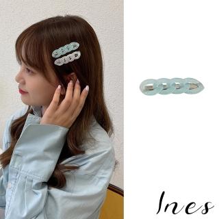 【INES】一字髮夾 鍊條髮夾/法式透明一字鍊條造型髮夾(2色任選)
