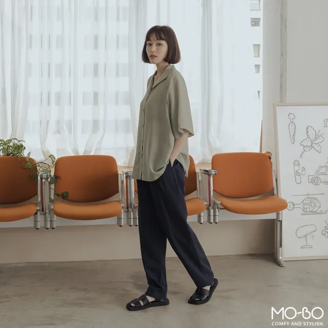 【MO-BO】天絲棉高級質感打摺錐形褲(褲子)
