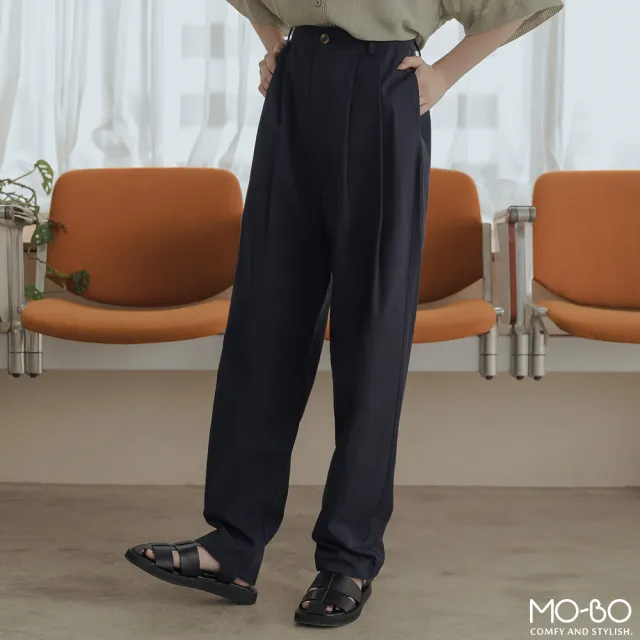 【MO-BO】天絲棉高級質感打摺錐形褲(褲子)