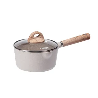 【CAROTE】COSY系列麥飯石不沾鍋奶鍋16CM附鍋蓋(不挑爐具 電磁爐、IH爐、瓦斯爐適用)