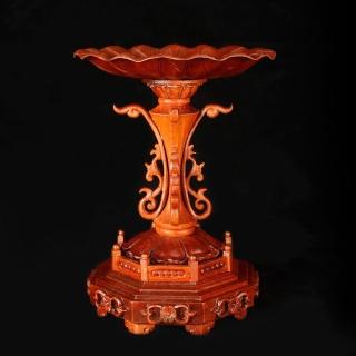 【MU LIFE 荒木雕塑藝品】荷蓮供寶臺(花梨木)