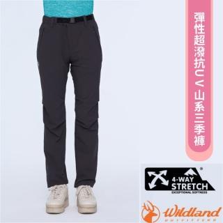 【Wildland 荒野】女款 N66彈性超潑抗UV山系三季褲.休閒運動長褲(0B01335-64 深卡灰)