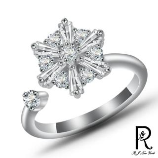 【RJ New York】冰晶雪花鑽高雅韓風開口彈性戒指(10色可選)
