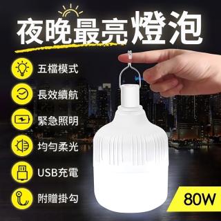 【御皇居】USB充電燈泡-80W中款(5段可調燈 多功能照明燈泡)