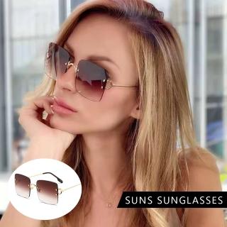 【SUNS】歐美時尚方框墨鏡 精品復古大框墨鏡 茶色(抗UV400/檢驗合格)
