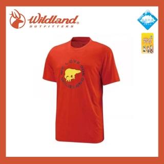 【Wildland 荒野】男 仿棉印花抗UV圓領衣《橘》11616/吸濕/排汗/抗UV/短袖/棉T(悠遊山水)