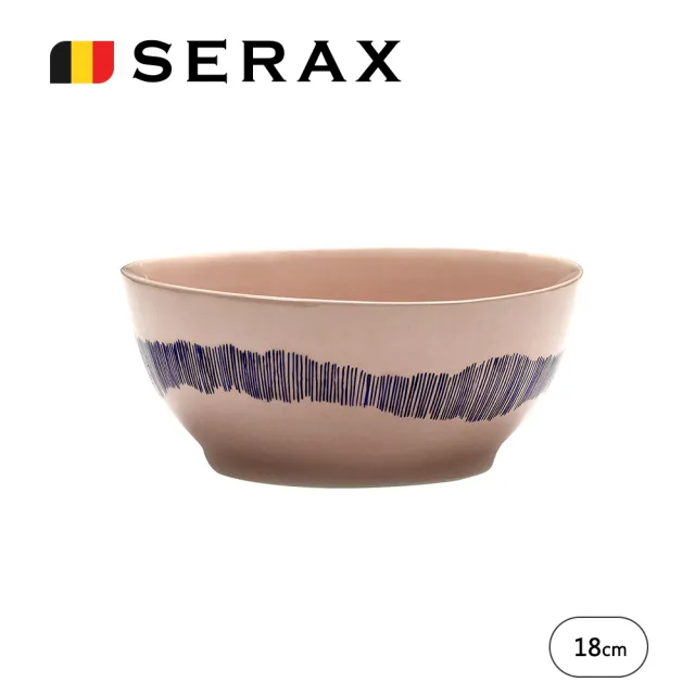 【SERAX】OTTO碗 4入禮盒組D18cm-粉紅底藍圈(比利時米其林餐瓷家飾)