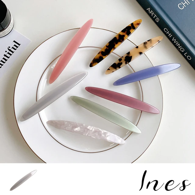 【INES】柳葉形髮夾/韓國設計法式醋酸板材復古柳葉形髮夾(10款任選)