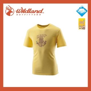 【Wildland 荒野】男 仿棉印花抗UV圓領衣《黃》21610/吸濕/排汗/抗UV/短袖/棉T(悠遊山水)
