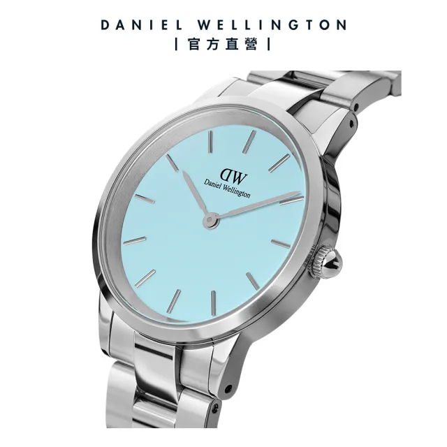 【Daniel Wellington】DW 手錶 Iconic Link Capri 36mm清新藍精鋼錶 粉藍錶盤(DW00100542)