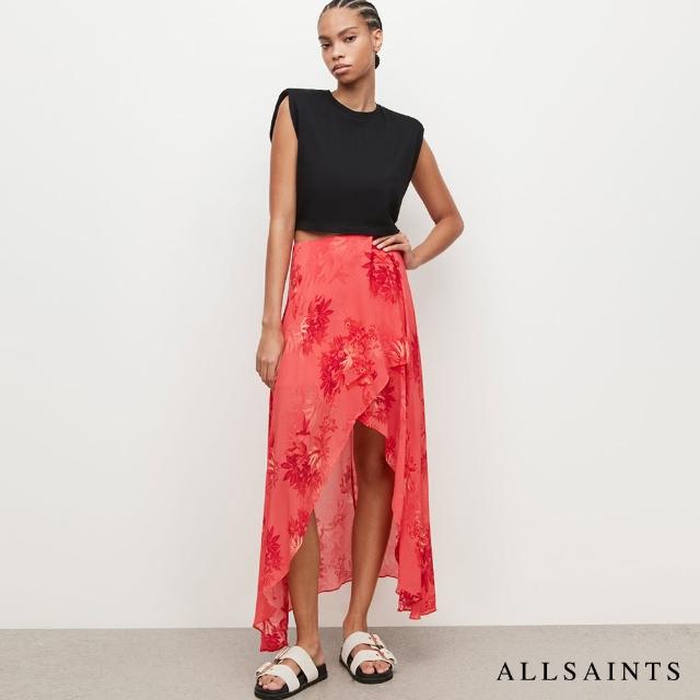【ALLSAINTS】SLVINA NILA 亮眼飄逸荷葉邊印花中長裙 WS062W(常規版型)