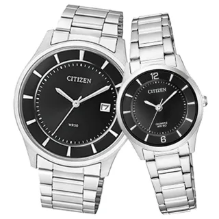 【CITIZEN 星辰】石英指針對錶  不鏽鋼錶帶 生活防水(BD0040-57E+ER0201-81E)