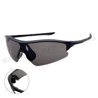 【SUNS】流線型運動太陽眼鏡 經典黑灰 防爆頂規墨鏡 S216 抗UV400(採用PC防爆鏡片/安全防護/防撞擊)