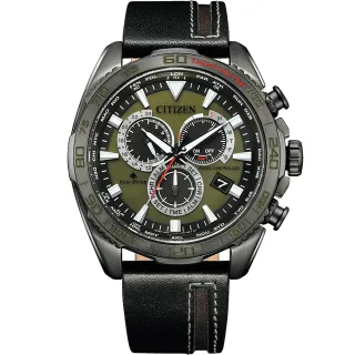 【CITIZEN 星辰】PROMASTER 城市冒險 限量 光動能電波萬年曆三眼計時手錶 母親節 禮物 男錶(CB5037-17X)