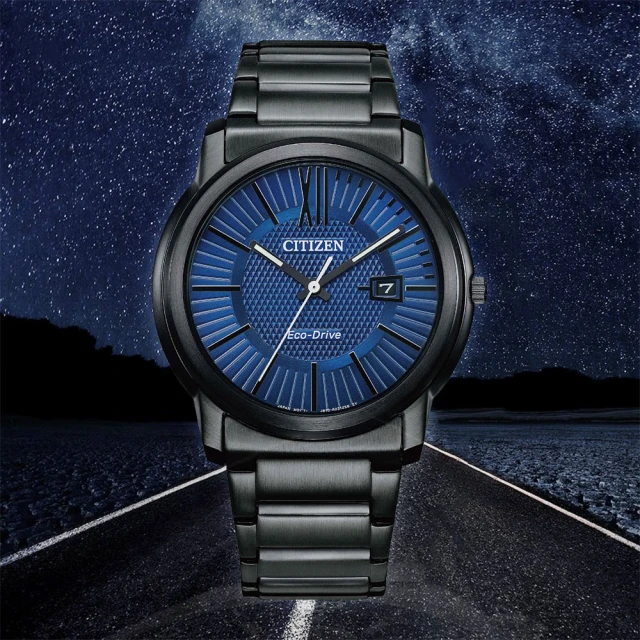 【CITIZEN 星辰】光動能簡約大三針手錶-海軍藍/42mm 送行動電源 畢業禮物(AW1217-83L)